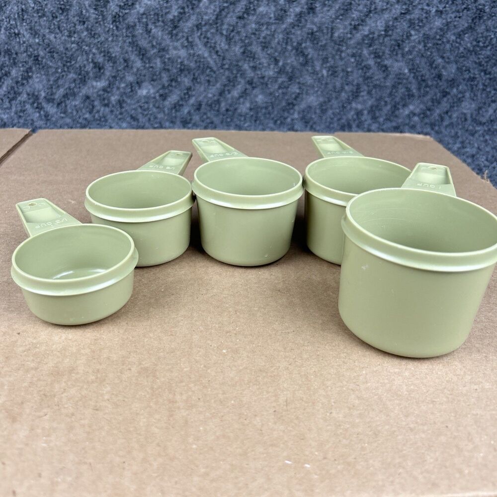 Vintage Tupperware Measuring Cups Set of 5 Avocado Green Retro - Picture 5 of 11